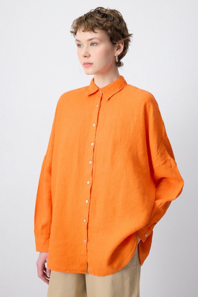 Touche Prive Camisa Naranja Casual Con Cuello Polo Ropa al por mayor Casual