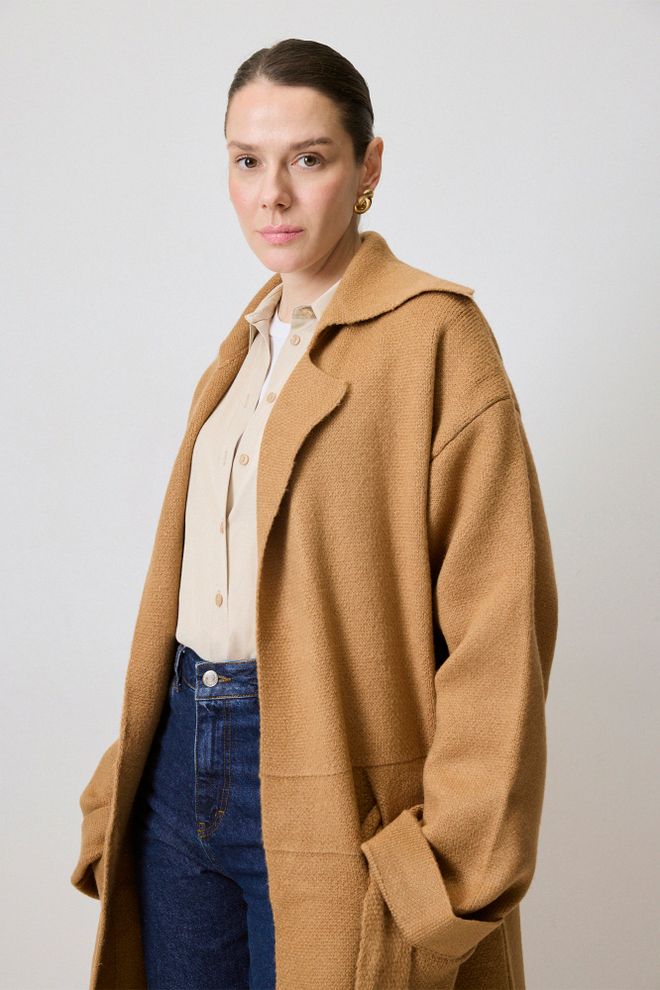 Touche Prive Rebeca Caqui De Gran Tamaño Con Manga Larga Y Lazo Ropa al por mayor Casual