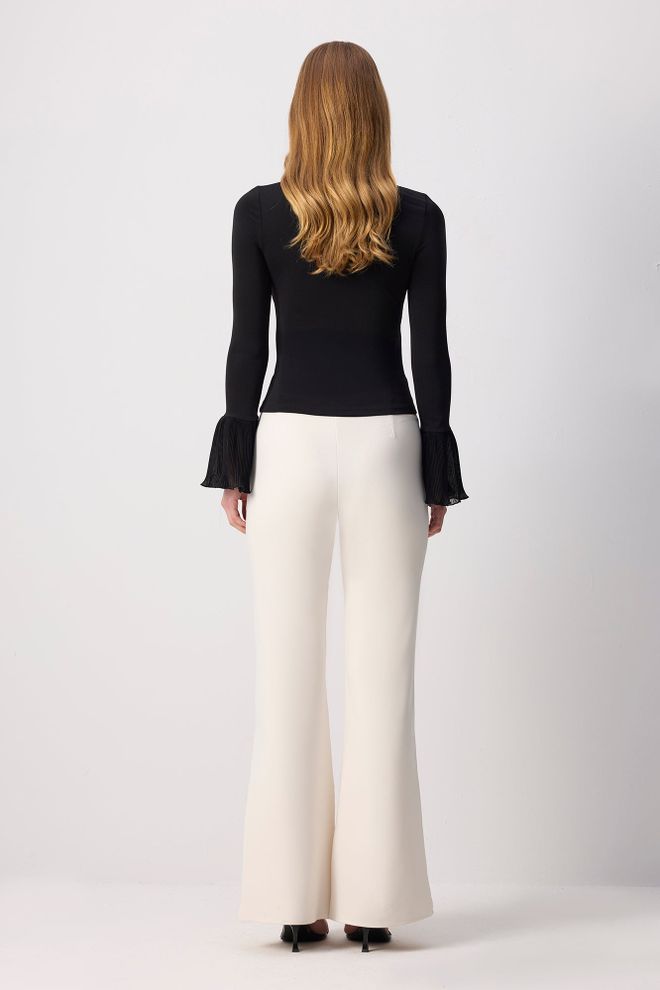 Touche Prive Blusa Preta Elegante Com Mangas Em Sino Roupas por atacado Trabalho