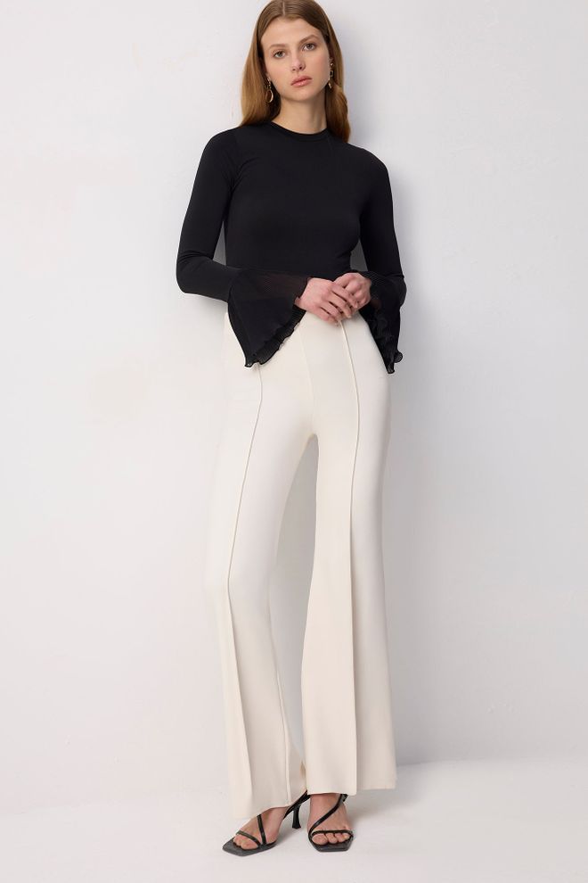 Touche Prive Blusa Preta Elegante Com Mangas Em Sino Roupas por atacado Primavera