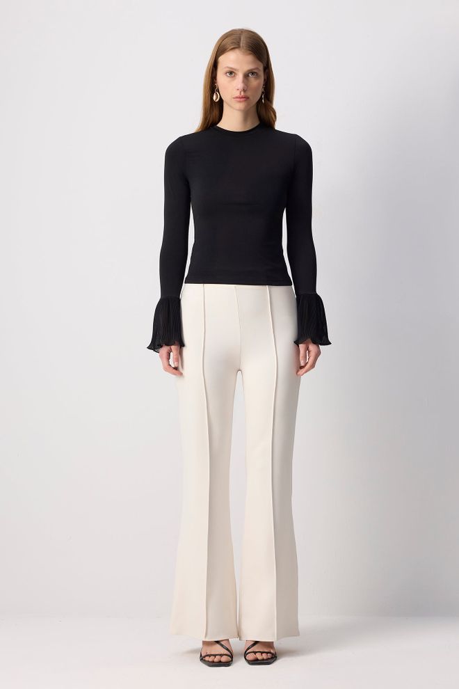 Touche Prive Blusa Negra Elegante Con Mangas Campana Ropa al por mayor Casual