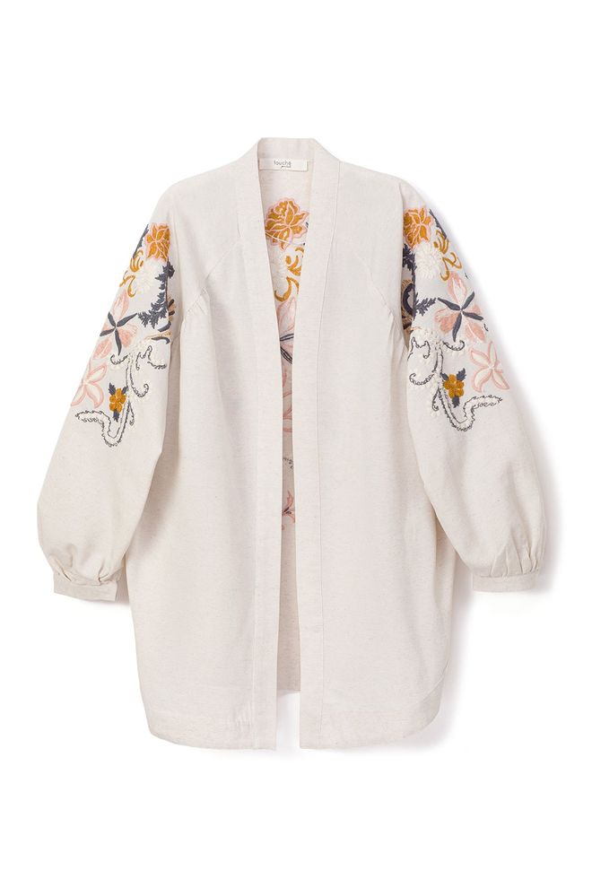 Touche Prive Chaqueta Oversize Floral En Color Beige Ropa al por mayor Modesto
