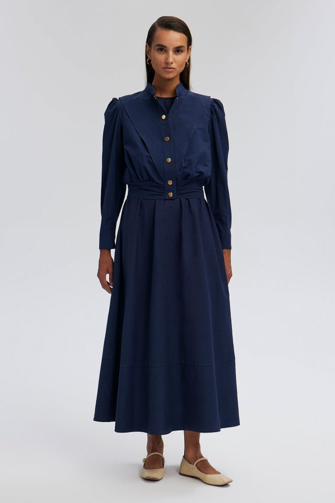 Touche Prive Vestito Blu Navy Modesto Fit And Flare Maxi Abbigliamento all'ingrosso Modesto