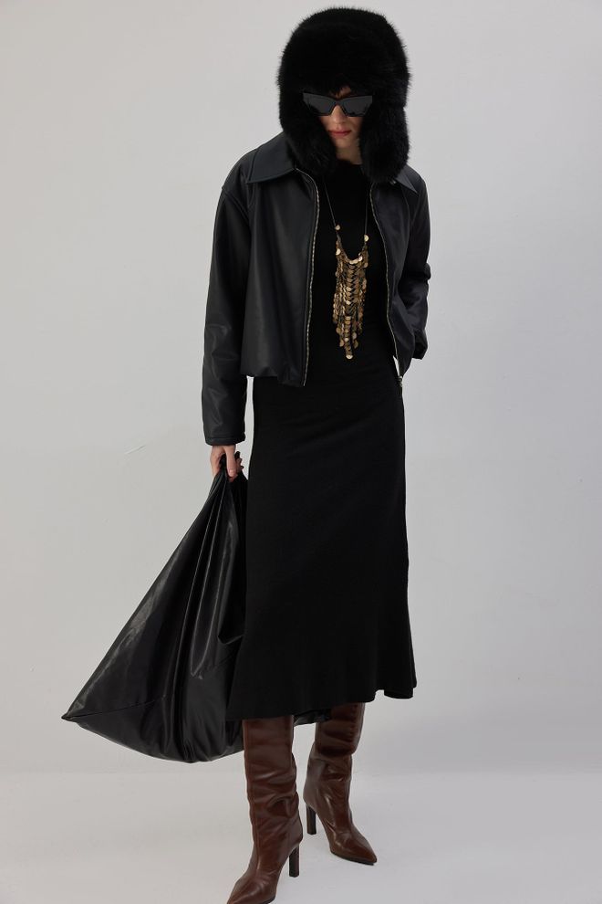 Touche Prive Vestito Nero Modesto Fit And Flare Midi Abbigliamento all'ingrosso Modesto