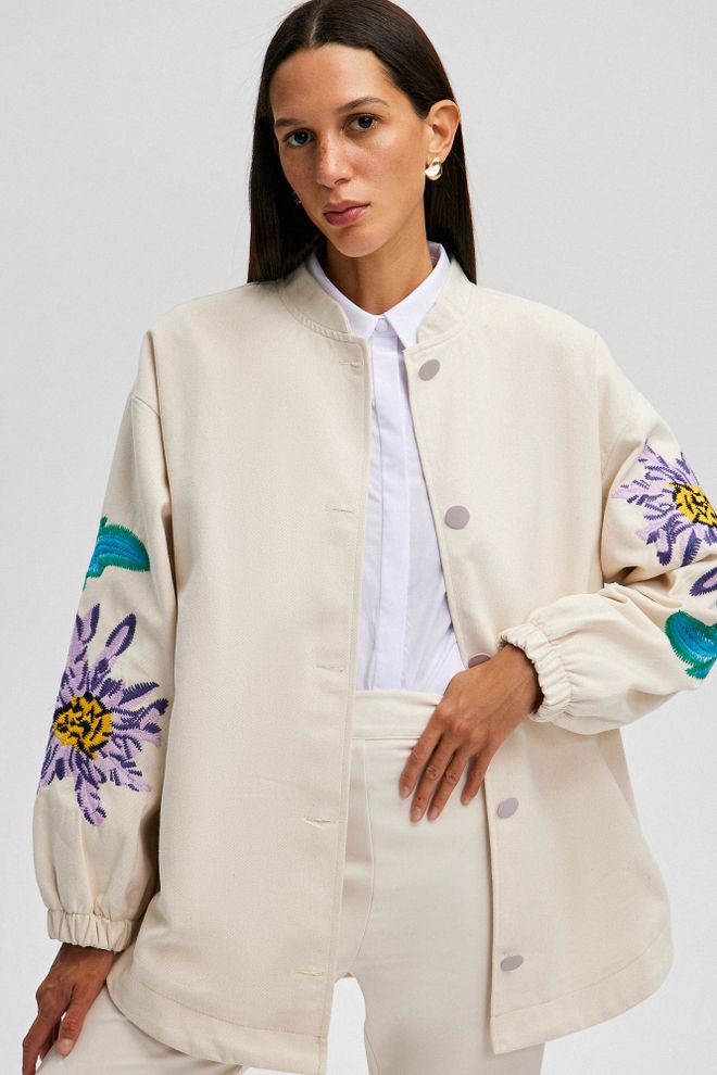 Touche Prive Geacă Bej Croială Supradimensionată Casual Boho Cămașă Peste Îmbrăcăminte cu ridicata Casual