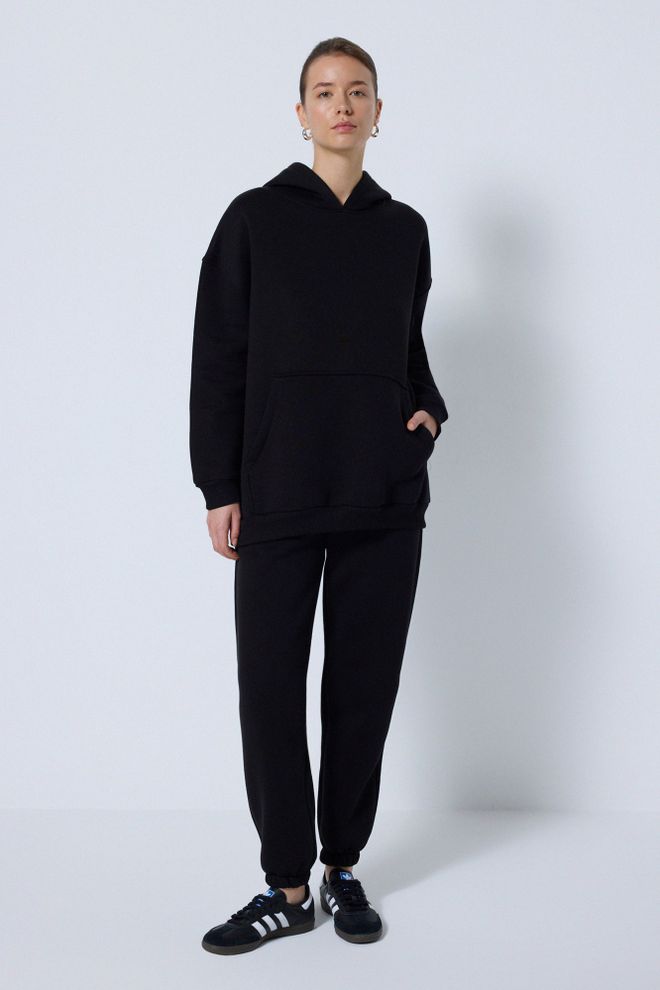 Touche Prive Black Tracksuit Oversized Hooded Jogger Set Wholesale Clothing Lounge