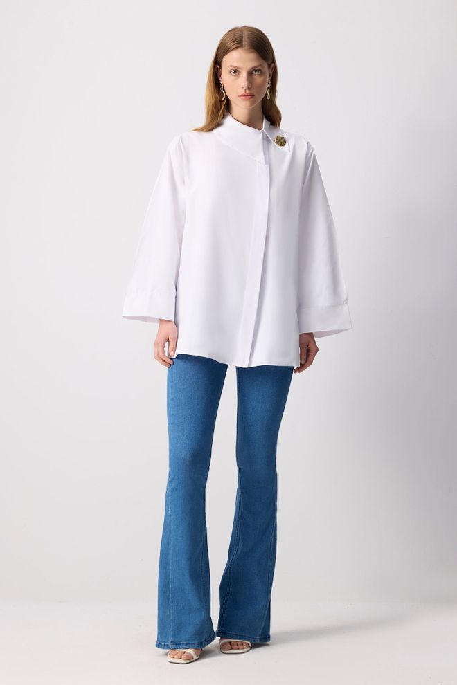 Touche Prive Camisa Blanca Elegante Formal Casual Ropa al por mayor Casual