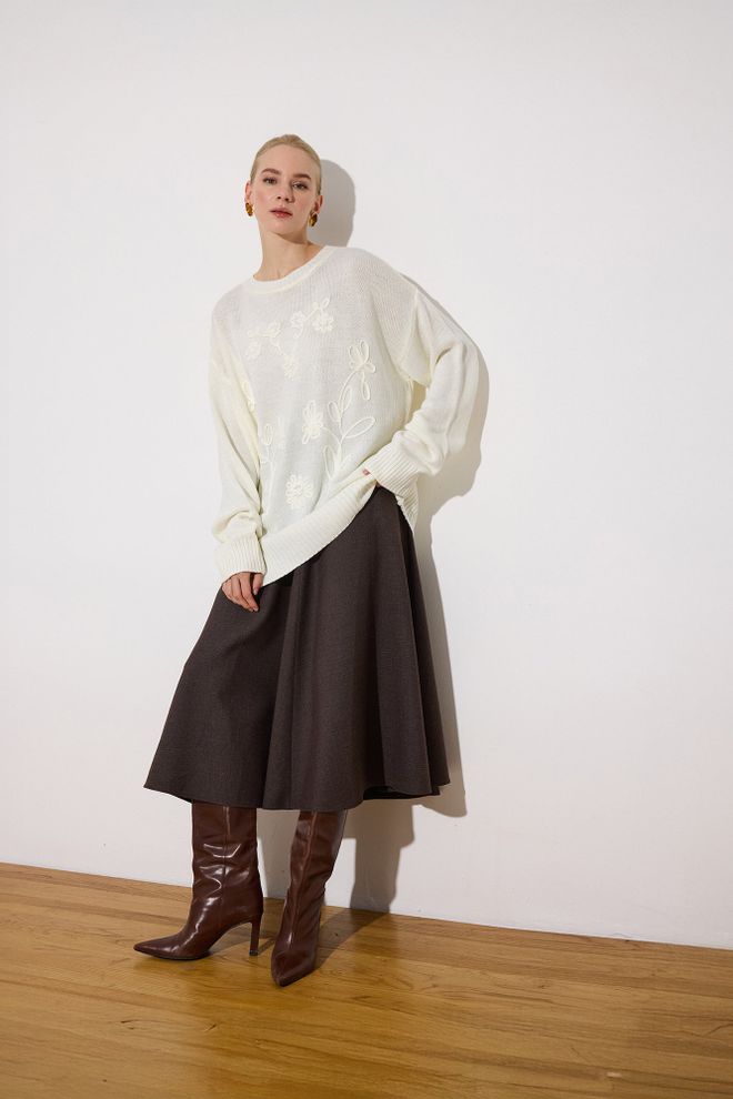 Touche Prive Bianco Casual Vestibilità Oversize Floreale Tunica Abbigliamento all'ingrosso Modesto