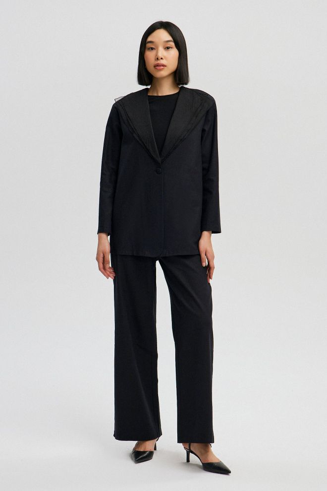 Touche Prive Noir Blouson Formelle Blazer À Boutonnière Unique Vêtements en gros Décontracté