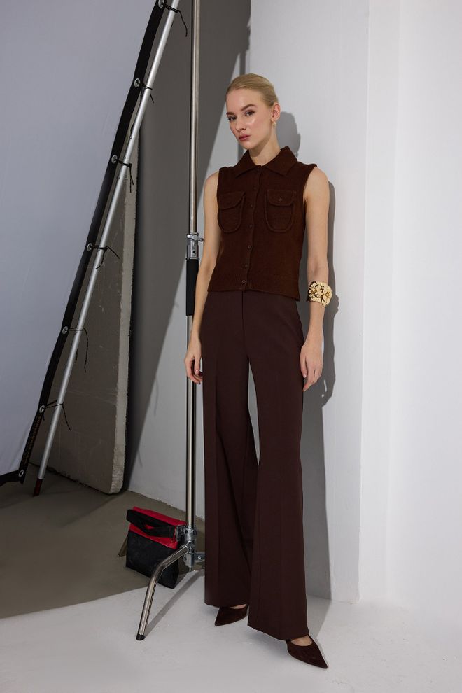 Touche Prive Colete Castanho Slim Fit Casual Vintage Roupas por atacado Casual