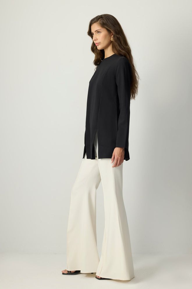 Touche Prive Црна Елегантна Туника Са Дугим Рукавима Велепродаја одеће скроман