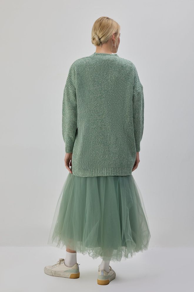 Touche Prive Zelený Dlhý Kardigán Oversized V Štýle Casual Veľkoobchod s oblečením Neformálny