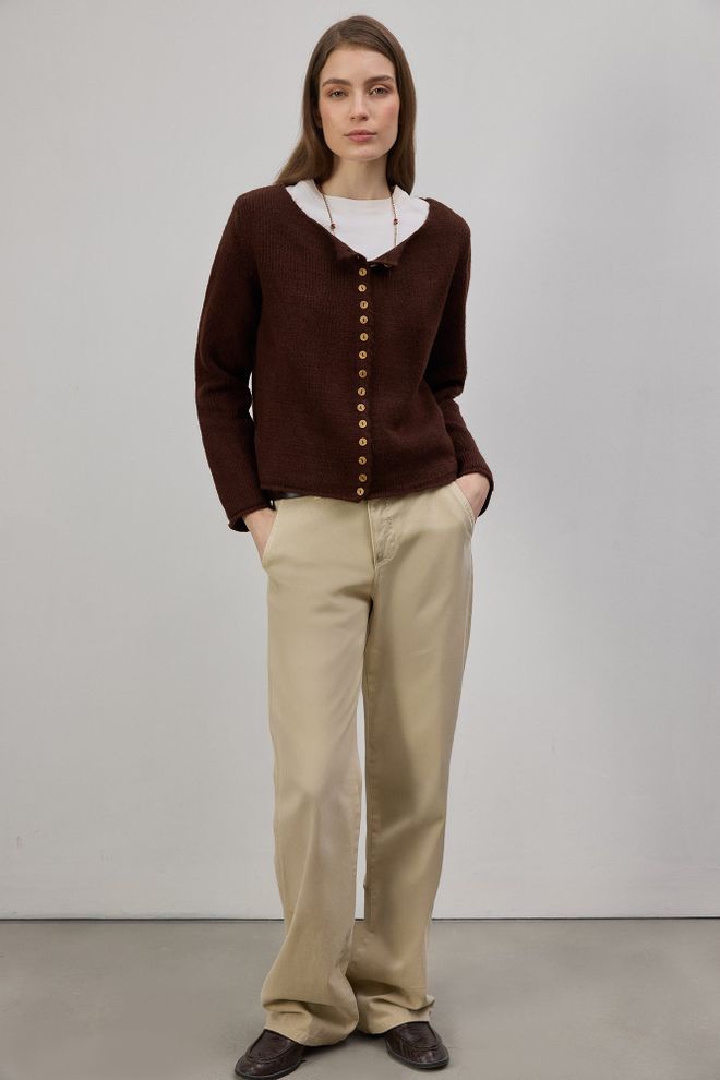 Touche Prive Brown Casual Vintage Elegant Boho Retro Cardigan Wholesale Clothing Spring