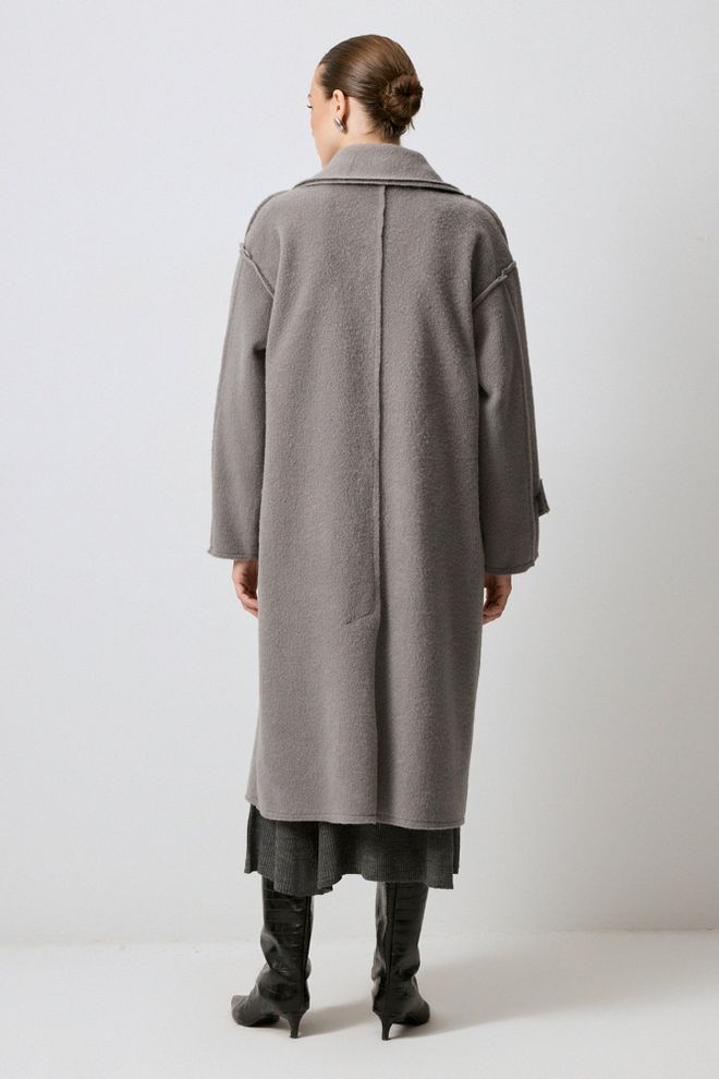Touche Prive Сив Едноредов Дълъг Палто С Голям Размер Дрехи на едро 1