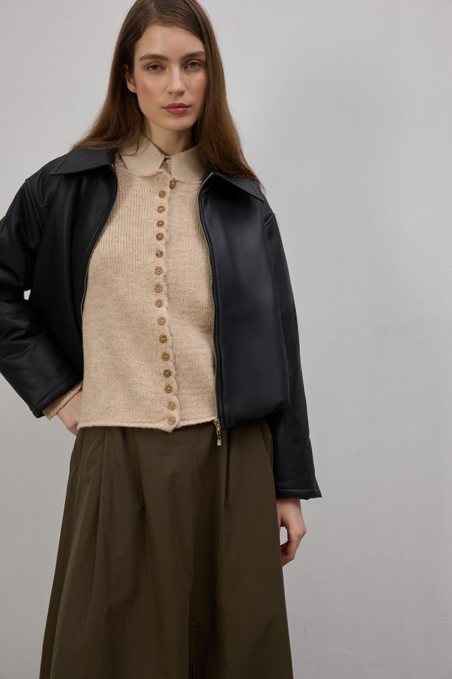 Touche Prive Beige Cardigan Modest Casual Elegant Buttoned Sweater Wholesale Clothing 5