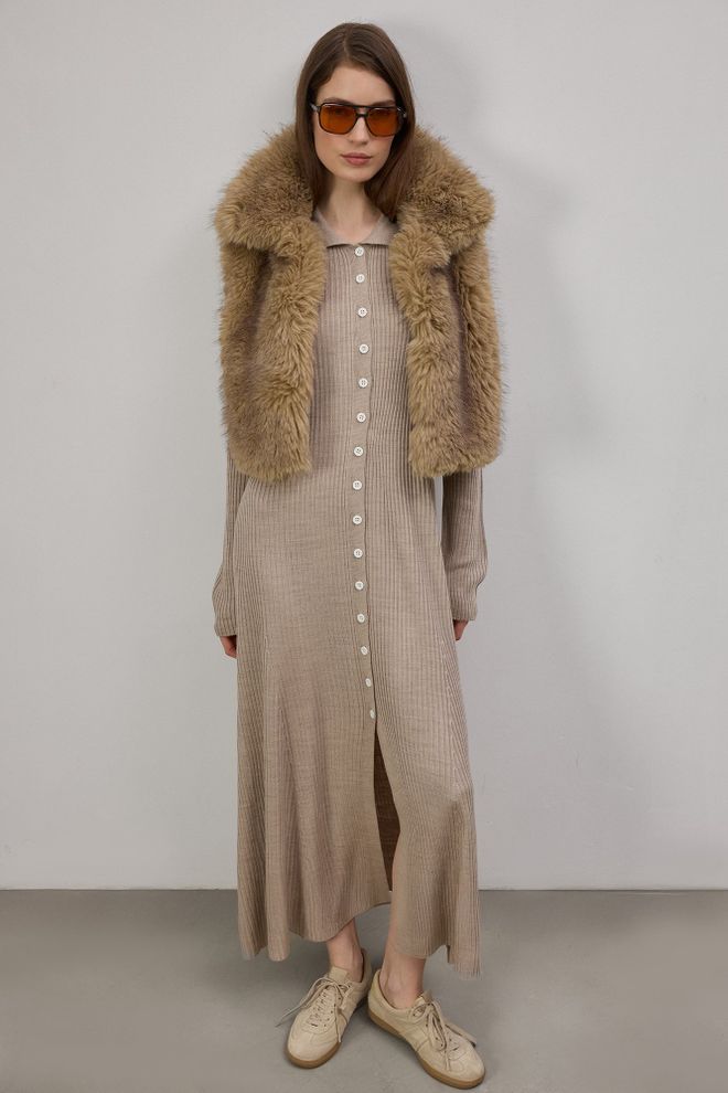 Touche Prive Pletenina Obleka Z Ovratnikom Z Gumbi Oblačila na debelo 0