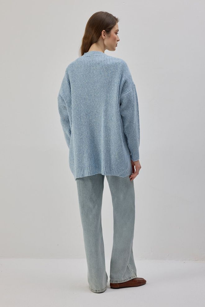 Touche Prive Modrý Kardigán Neformálny Preppy Dlhý V výstrih Na Jeseň Veľkoobchod s oblečením Preppy