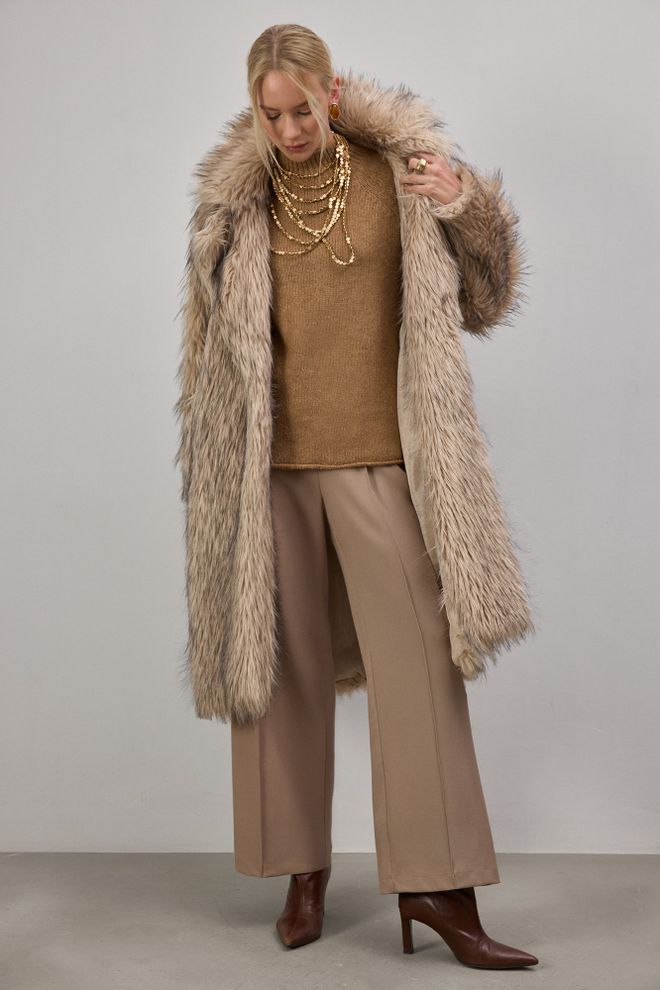 Touche Prive Rudas Kasdienis Elegantiškas Megztinis Su Aukštu Kaklu Didmeninė prekyba drabužiais Kokteilinė