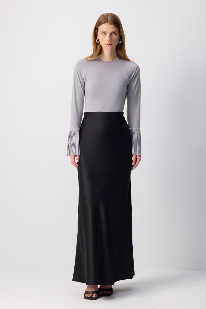 Touche Prive Κομψή Γκρι Μπλούζα Με Μανίκια Καμπάνα Χονδρικό εμπόριο ενδυμάτων Επίσημο