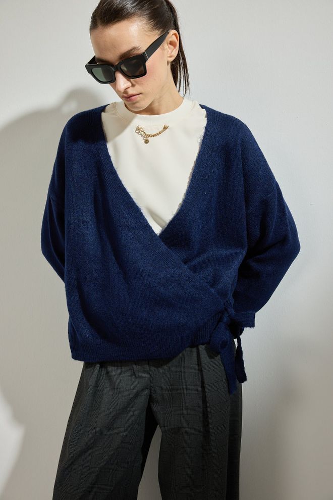 Touche Prive Casaco De Malha Azul marinho Casual Elegante Tamanho Grande Roupas por atacado Casual