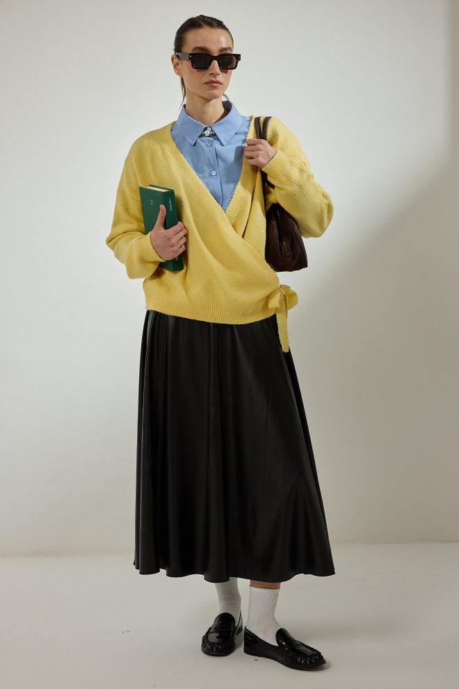 Touche Prive Жути Неформалан Преппи Елегантан Кардиган Велепродаја одеће Неформалан