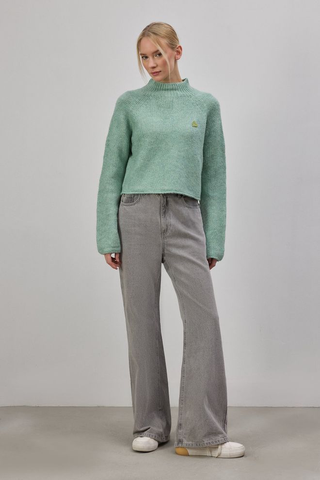 Touche Prive Maglione Verde Casual Vintage Con Collo Alto Abbigliamento all'ingrosso Casuale