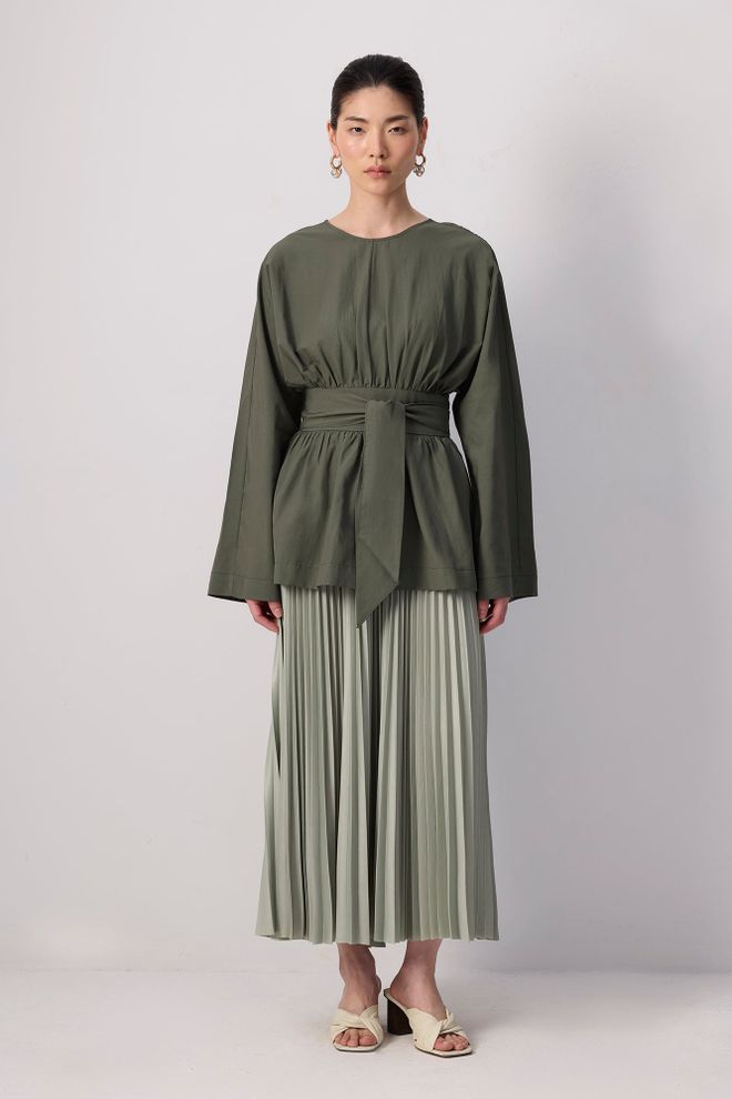 Touche Prive Yeşil Tesettür Gündelik Zarif Tunik Toptan Giyim Tesettür