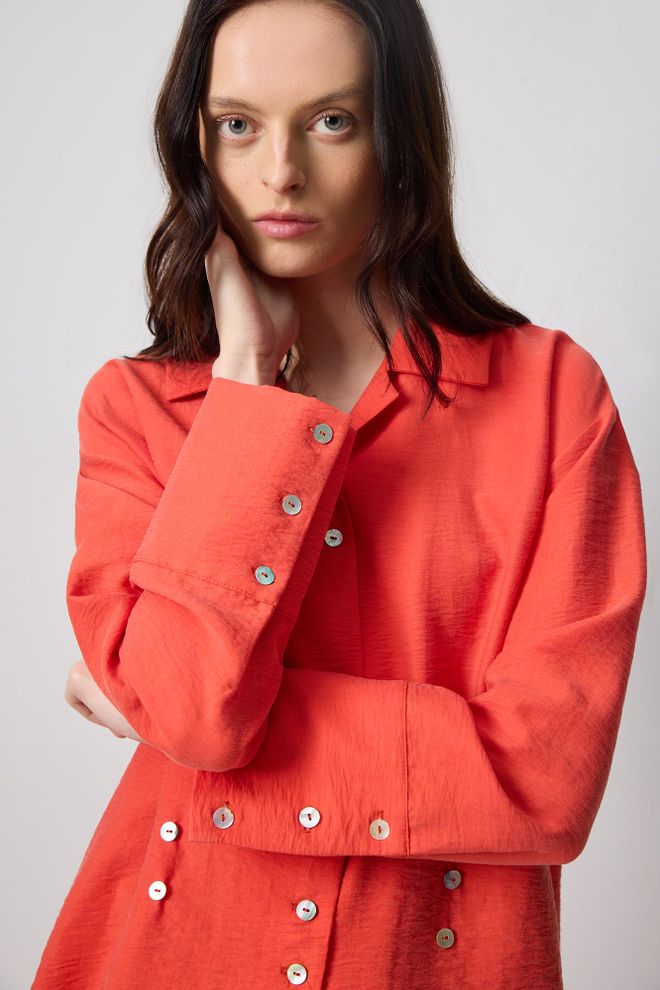 Touche Prive Turuncu Gündelik Zarif Resmi Gömlek Toptan Giyim Gündelik