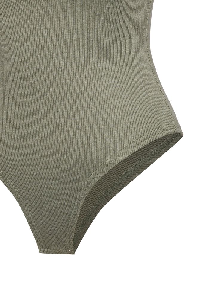 Touche Prive Каки Тясна Безръкава Блуза С Къси Ръкави Дрехи на едро Небрежен