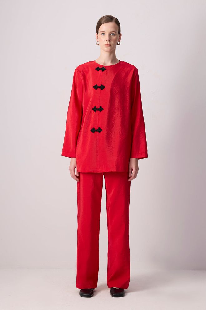 Touche Prive Conjunto Étnico Elegante Vermelho Roupas por atacado Modesto