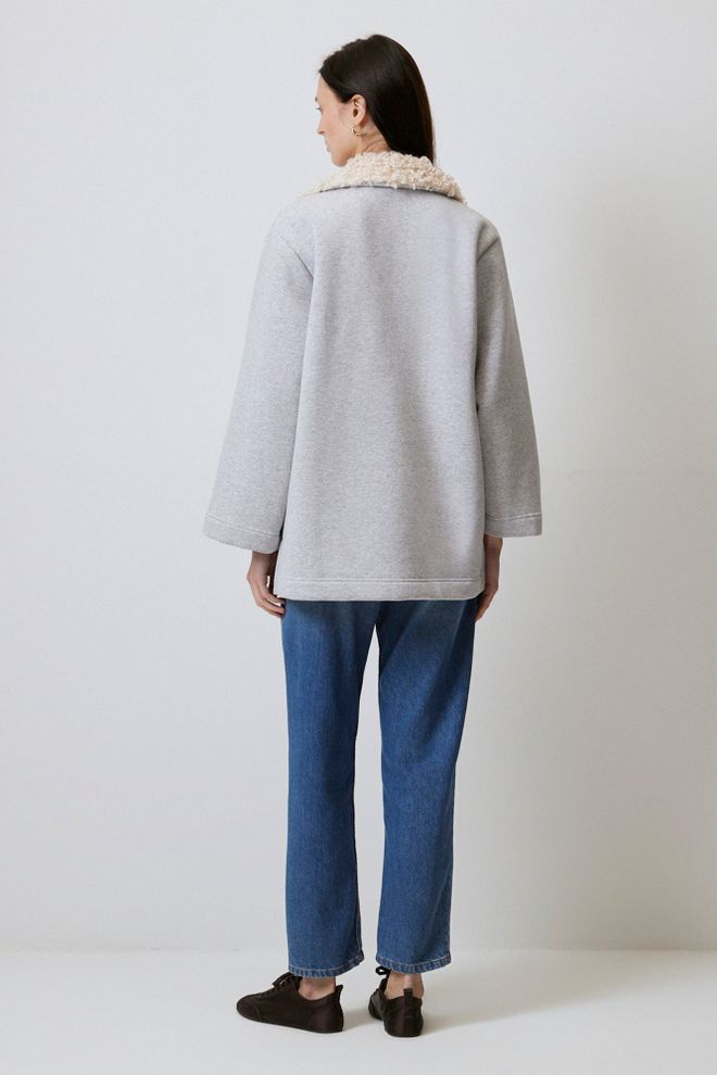 Touche Prive Felpa Grigia Casual Con Cappuccio E Maniche 3/4 Abbigliamento all'ingrosso Casuale