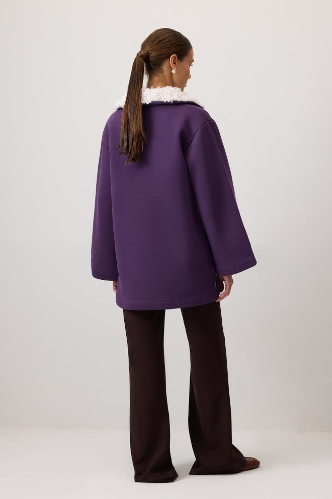 Touche Prive Fialová Oversized Mikina So Šálovým Golierom Veľkoobchod s oblečením Neformálny