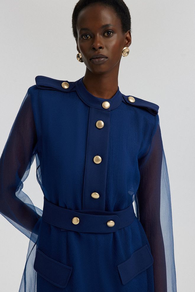 Touche Prive Морскосиньо Елегантна Официална Рокля А силует Дрехи на едро Скромна мода