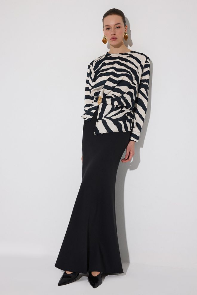 Touche Prive Tunica Nera Elegante Formale Vintage Casual Retrò Abbigliamento all'ingrosso Casuale