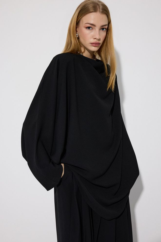 Touche Prive Tunica Nera Elegante Con Cerniera Abbigliamento all'ingrosso Modesto