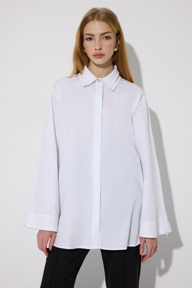 Touche Prive White Bell Sleeve Formal Shirt Wholesale Clothing Spring