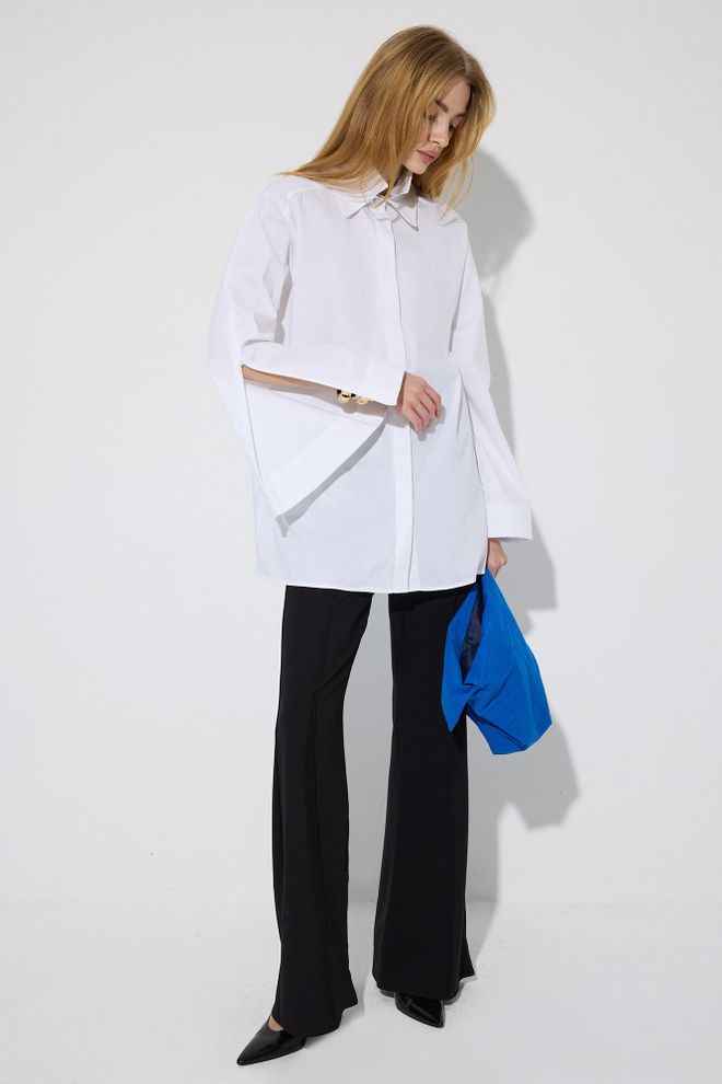 Touche Prive White Bell Sleeve Formal Shirt Wholesale Clothing 1