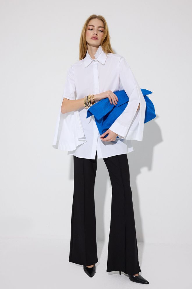 Touche Prive Белая Формальная Рубашка С Рукавами колокол Оптовая продажа одежды Повседневный