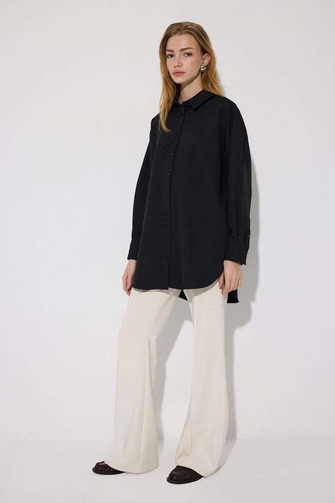 Touche Prive Black Oversized Fit Polo Neck Shirt Wholesale Clothing Lounge