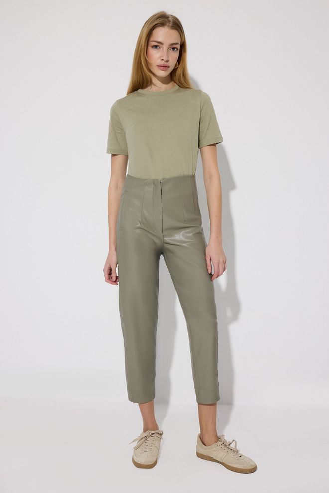 Touche Prive Pantalón Casual Elegante Verde De Talle Alto Ropa al por mayor Casual