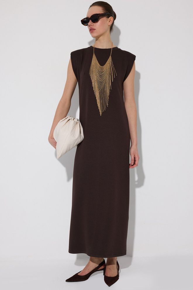 Touche Prive Коричневое Элегантное Платье футляр Макси Оптовая продажа одежды Повседневный