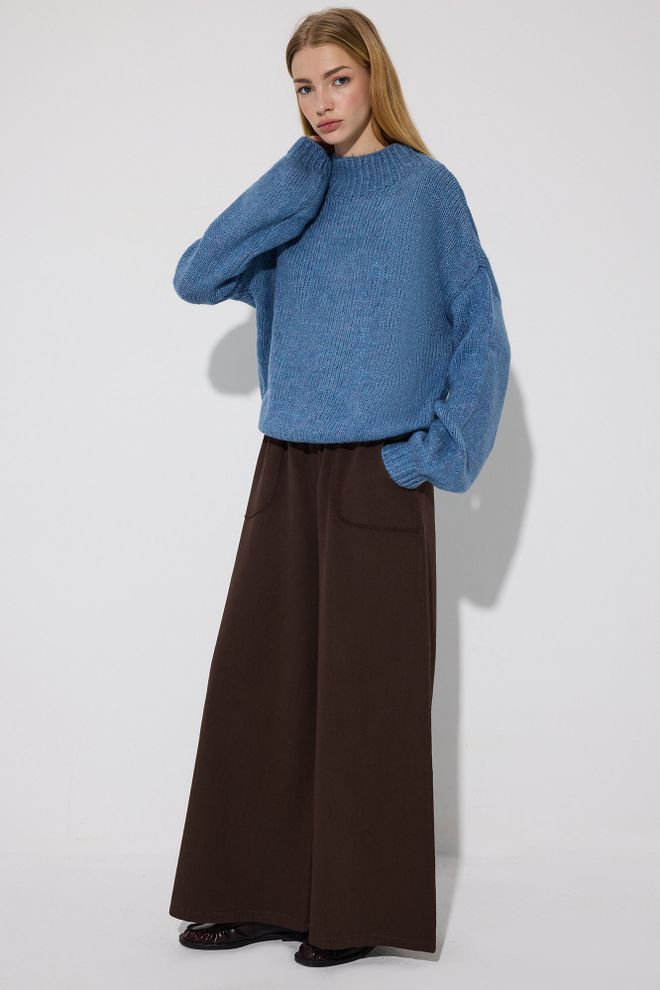 Touche Prive Brown Casual Boho Palazzo Pants Wholesale Clothing Modest