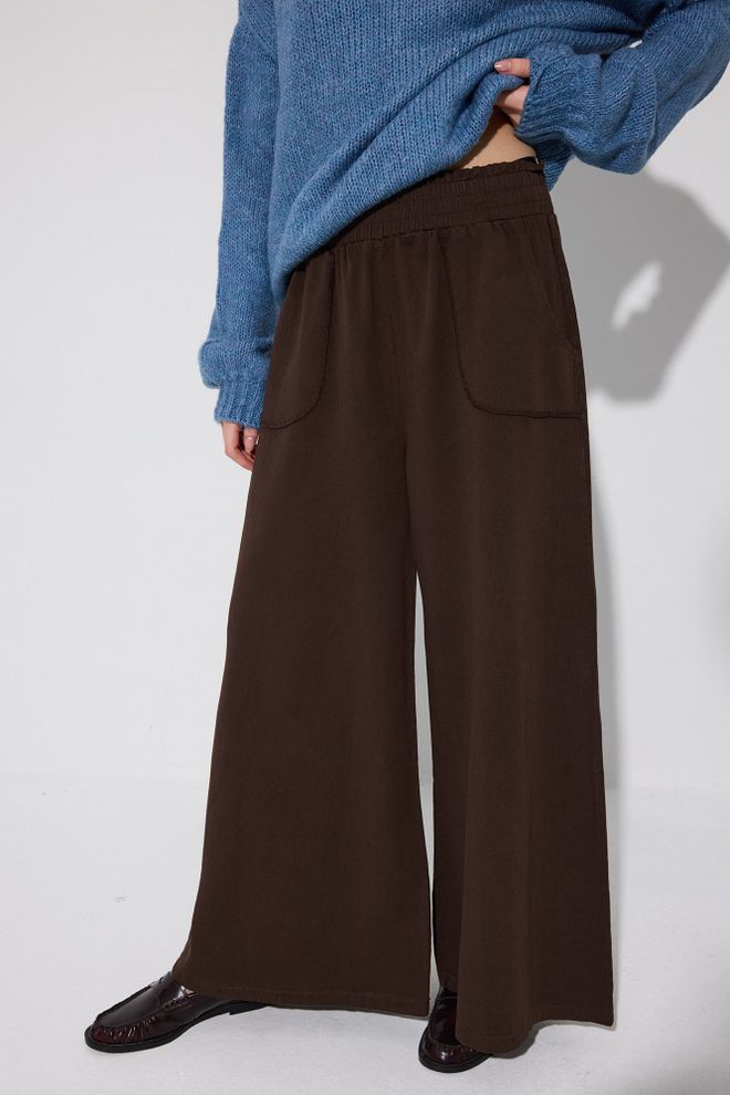 Touche Prive Brown Casual Boho Palazzo Pants Wholesale Clothing Spring