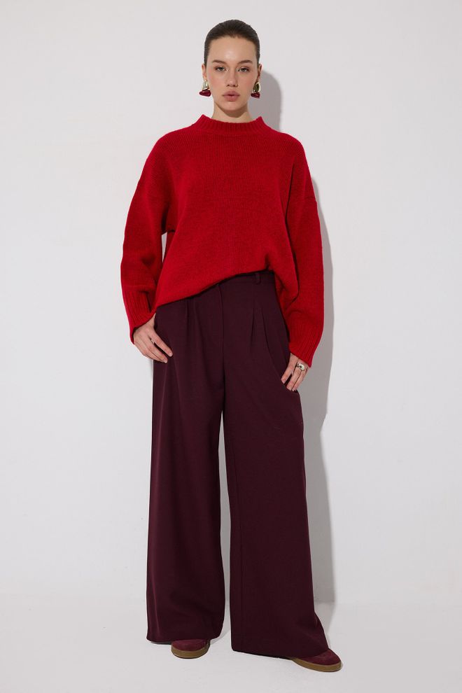 Touche Prive Bordo Palazzo Pantolon Toptan Giyim Tesettür