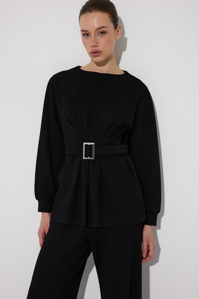 Touche Prive Conjunto Negro Elegante Con Pantalones Palazzo Ropa al por mayor Casual