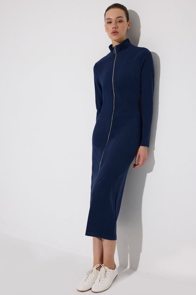 Touche Prive Vestido Vaina Azul Marino Con Cuello Alto Y Mangas Largas Ropa al por mayor Modesto