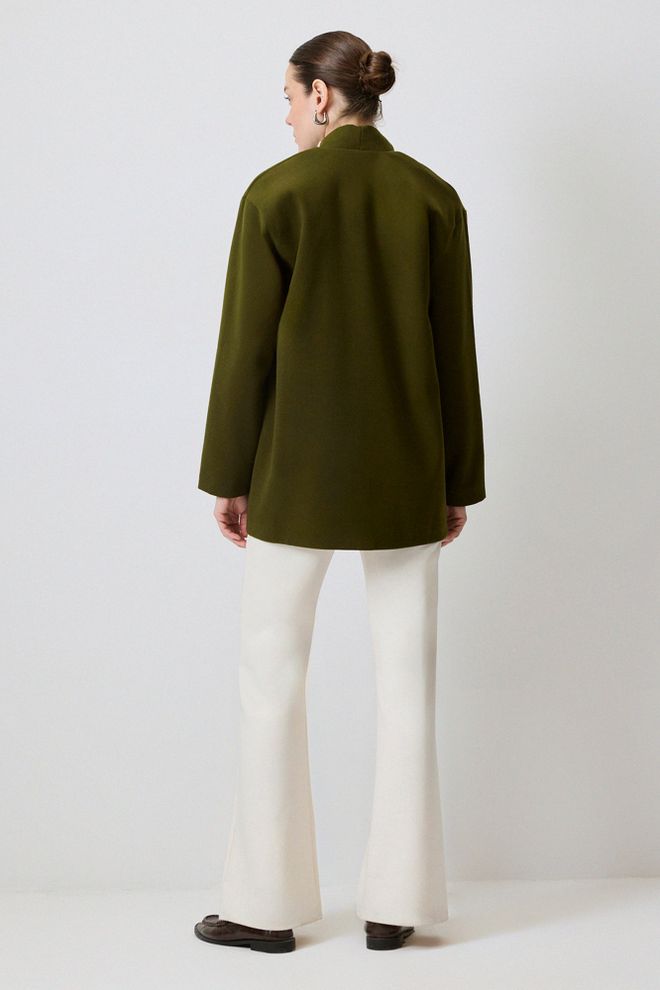 Touche Prive Green Wrapover Jacket With Elegant V Neck Collar Wholesale Clothing Spring