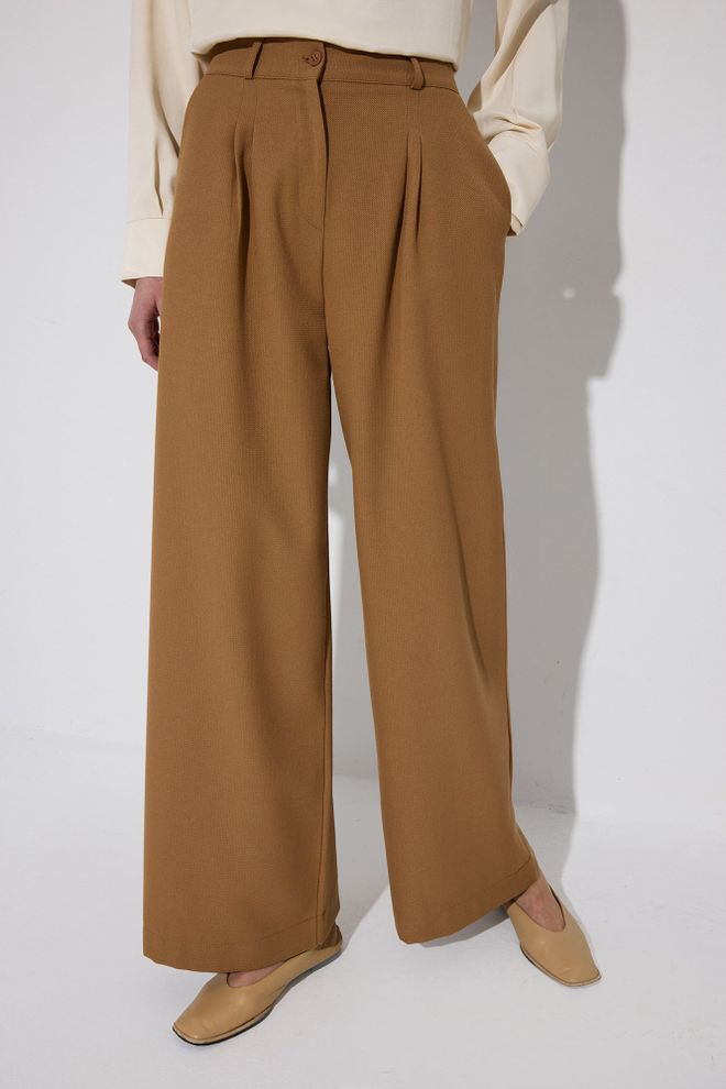 Touche Prive Brown Elegant Palazzo Pants Wholesale Clothing Lounge