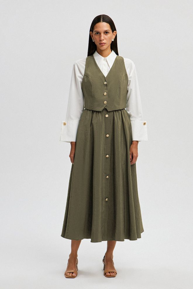 Touche Prive Елегантен Официален Комплект Каки Дрехи на едро Небрежен