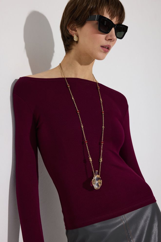 Touche Prive Claret Red Elegant Formal Blouse Wholesale Clothing Spring